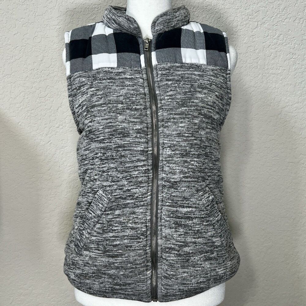 Miss Chievous Small Vest White Gray Plaid Lumber Jill -Women’s Vest- Sleeveless